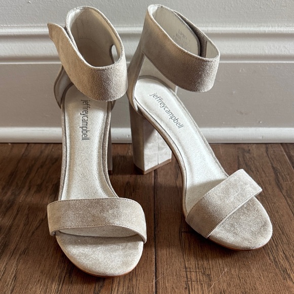 Jeffrey Campbell Beige Suede Block Heels - Picture 1 of 4